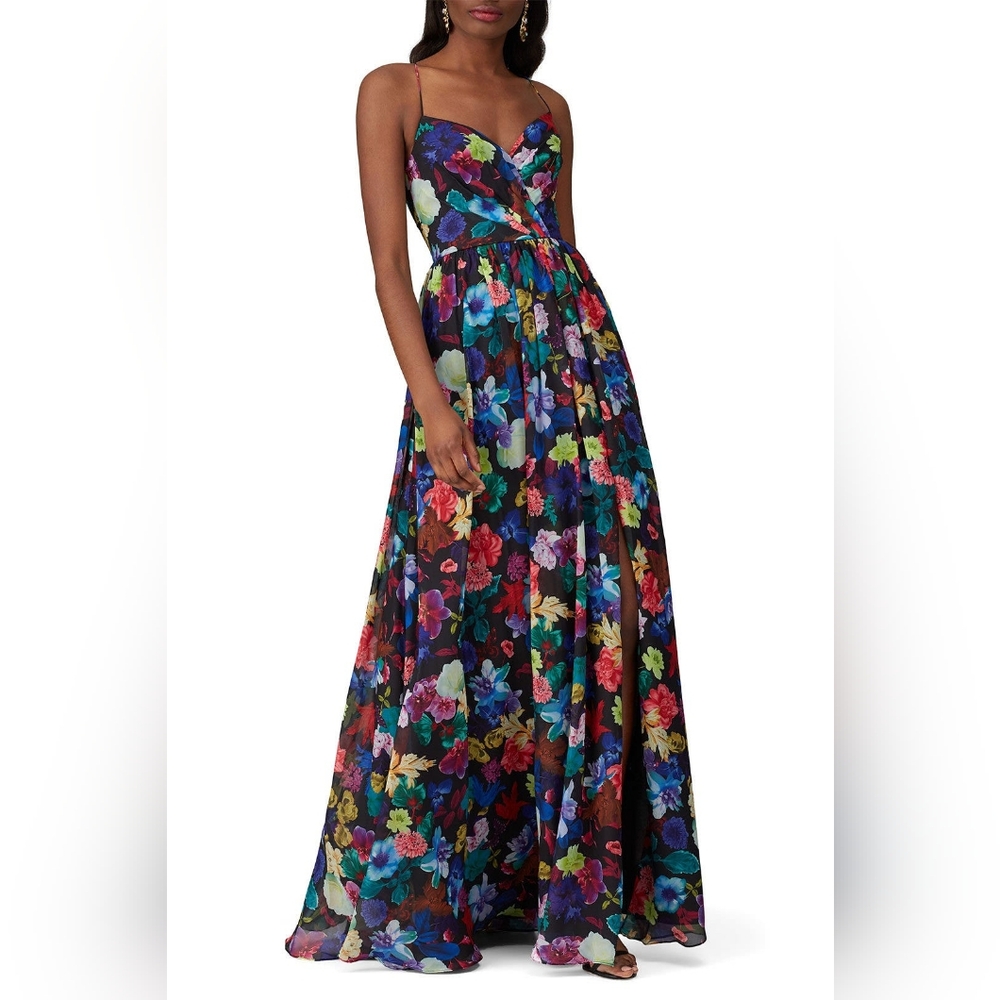 Anthropologie Floral Maxi Dress in Multicolor on Black